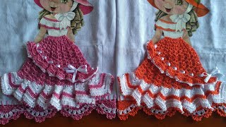 SAIA DE CROCHÊ PARA PANO DE PRATO - modelo 16 | #saia_de_croche_para_pano_de_prato