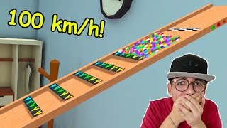 COLOQUEI 9999 BOLINHAS DE GUDE NA PISTA COM 100 KM POR HORA!!! (MEGA VELOZ!!) - Marble World