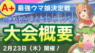 【ウマ娘】オープン条件（A+）の大会！ひまりチャンピオンシップ【参加者募集中】《開催日：2月23日｜レース条件：アクエリアス杯と同じ｜ウマ娘プリティーダービー》