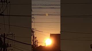 ウェザーリポート動画0805「建物に日没寸前の夕日」@鳥取市　18時52分頃