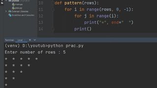 Star pattern problem 2 | right angle triangle pattern | Using python.......