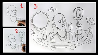 aryabhatta drawing / how to draw aryabhatta step by step / ganitagya chitra / aryabhatt ka chitra