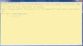 Recursive function in Python programming language example countdown function