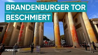 "Letzte Generation" BESCHMIERT Brandenburger Tor mit Farbe AUS PROTEST