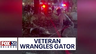 Florida veteran wrangles 10-foot alligator