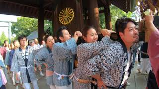 令和元年　靖国神社　御創立百五十年記念大祭★みこし講★神輿グランドフィナーレです　迫力満点。