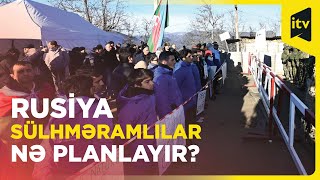 Laçın-Şuşa yolunda sülhməramlıların postu qarşısında etiraz aksiyası davam edir