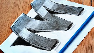 How To Draw A 3d Letter M -Awesome Trick Art #3dart