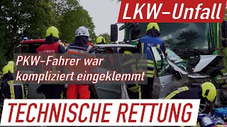 Frontalunfall mit LKW: Drei Verletzte auf der B442 bei Lauenau, Großaufgebot von Feuerwehr und RD