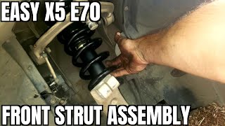 2007 2013 BMW X5 E70 Front Strut Spring Assembly Replace How to 2008 2009 2010 2011 2012 x3 Install