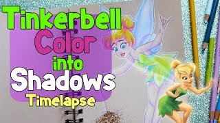 Coloring COLORS into SHADOWS Tinkerbell - Colored Pencil Timelapse