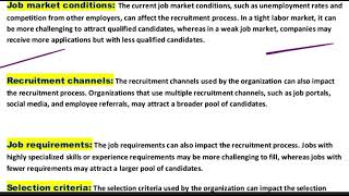 Factors affecting recruitment and selection process || Human resource management