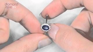 FET20 UY - 6mm x 4mm Oval Sapphire \u0026 Diamond Ring