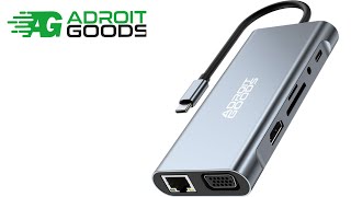 AdroitGoods 11 in 1 Usb C Hub - Usb C Adapter - Suitable For Apple - Usb to Hdmi/Vga