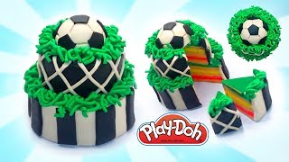 Football Soccer Cake. DIY How to Make Play Doh Food. Playdough for Boys