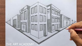 How to Draw a Town in Two-Point Perspective : Step by Steps