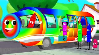 Wheels On The Bus, Rainbow Bus and Preschool Rhyme for Babies
