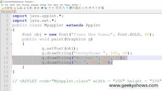 Font Constructor and setFont in Java Applet (Hindi)