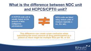 RJ Health - Crosswalking NDC and HCPCS/CPT Units - Explained