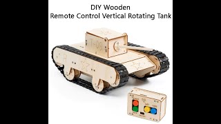 DIY Wooden Remote Control Vertical Rotating Tank Science Educational STEM Assembly Toy