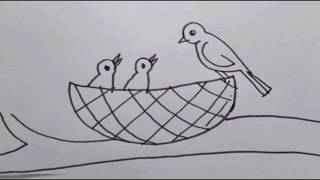 How to draw a bird nest/ Drawing step by step /Kids topic