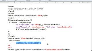 OFFSET METHOD JQUERY DEMO