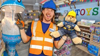 Handyman Hal explores a Toy Store | Play and Learn at Toy Story for Kids