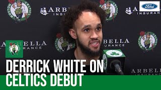 POSTGAME PRESS CONFERENCE: Derrick White on Celtics debut, his dad growing up a Boston sports fan