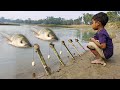 New Best Hook Fishing Video | Traditional Boy Hunting Big Fish With Hook By River #fishing