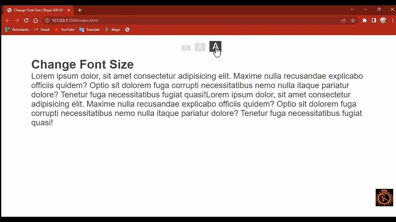 Click Button To Change Font Size Using Javascript Youtube