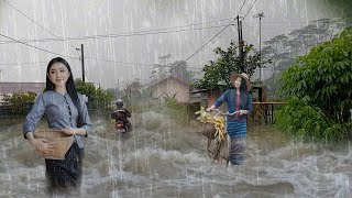 Rainstorm and Thunder in the Peaceful Village 🌧️ Bringing Peace and Deep Relaxation 🌧️ RAIN SOUND