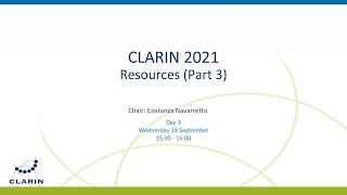 CLARIN2021 - Five Minute Paper Presentations - Day 3