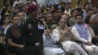 President Droupadi Murmu presents Shaurya Chakra to Captain (now Major) Rakesh T R