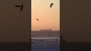 Kitesurfer jumping into the sunset 🚀 #bigair #extremesports #fullsend