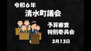 清水町議会　令和6年度予算審査特別委員会（３月13日）