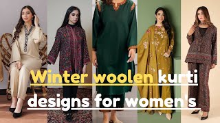 winter woolen kurti designs for women's||trending women kurti designs||stylish winter kurti sets