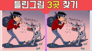 기억력 향상 프로젝트 도둑잡는 멍멍이 틀린그림찾기 Find the 3 differences [ 집중력 | 기억력 | 다른그림 | 치매예방 | 닥터퀴즈 ]