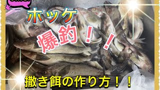 北海道 3月 ホッケ釣り 投げ釣り自作撒き餌作り方