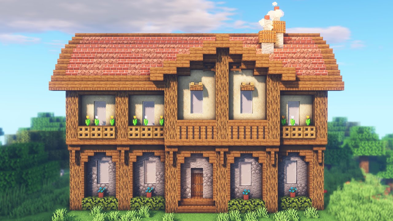 Minecraft Large Medieval House Tutorial - YouTube