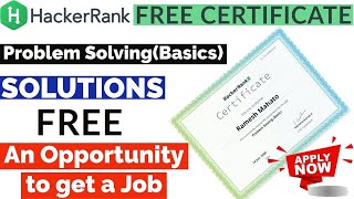 Hackerrank Problem Solving(Basics) Solutions | Hackerrank Free Courses With Certificate | Hackerrank