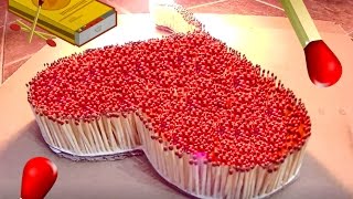 ❤ FIRE DOMINO OF 6000 MATCHES ❤ BURNING HEART EDITION ❤ MOST SATISFYING VIDEO