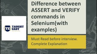 Difference between Assert and verify in selenium with examples #selenium #java #youtube #interview