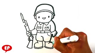 EASY way How to Draw Army Guy - Soldier