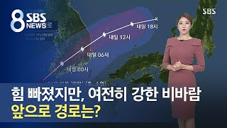 태풍 힘 빠졌지만, 여전히 강한 비바람…앞으로 경로는? / SBS