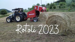 Fienagione 2023: rotoli con trattore Lamborghini e rotoballe Mascar 2120