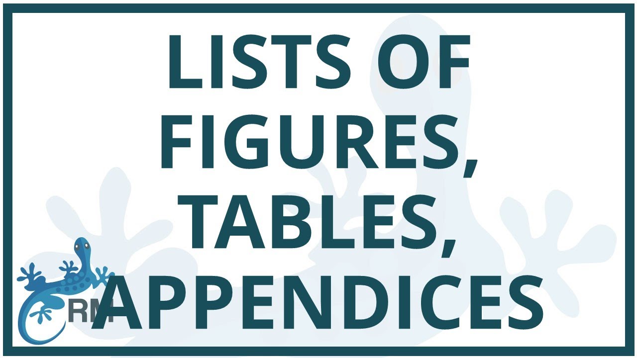 List Of Tables And Figures Appendix At Susan Fairley Blog