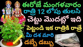 ఈరోజే మంగళవారం ఏకాదశి రాత్రికి 12 లోపు తులసి చెట్టు మొదట్లో ఇది పెట్టండి ఇక రాత్రికి రాత్రే దశ మారి