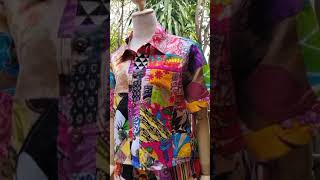 ชุดเซท2ชิ้น = เสื้อ+กางเกงขาบาน งานPatchwork ผ้าป่านอินเดีย #outfit #handmade