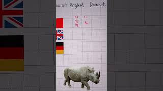 S053 - How to write #rhinoceros in #German \u0026 #Chinese?  中文 英文 德文 三种语言一起写 Chinesisch English German