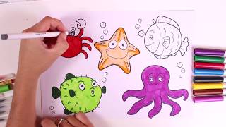 🎨 DIBUJA Y COLOREA 🎨 Aprende los colores pintando a los peces | Aprende los colores